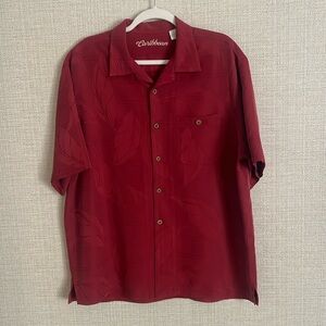 Caribbean Men’s Maroon Red Hawaiian Button Up Short Sleeve Shirt Size L New.
